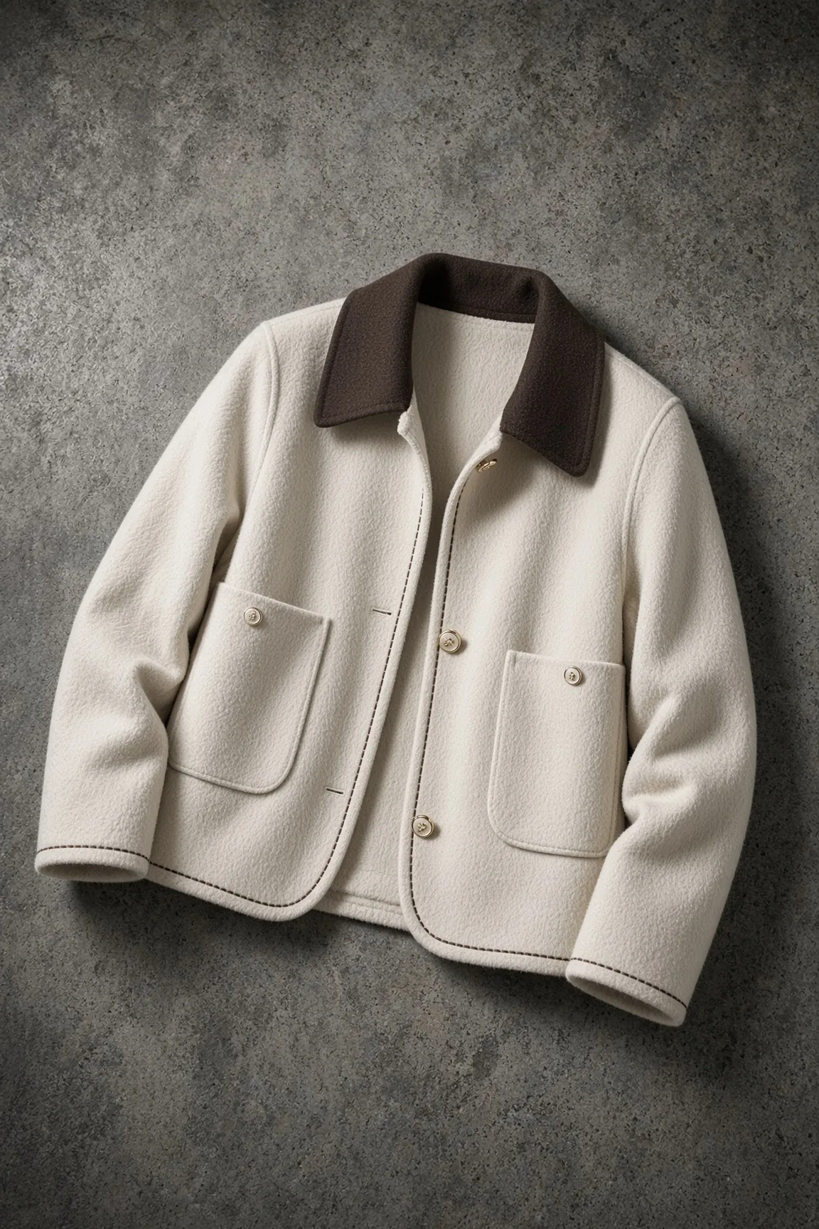 Jacket Cream Collar Concrete Flat Lay