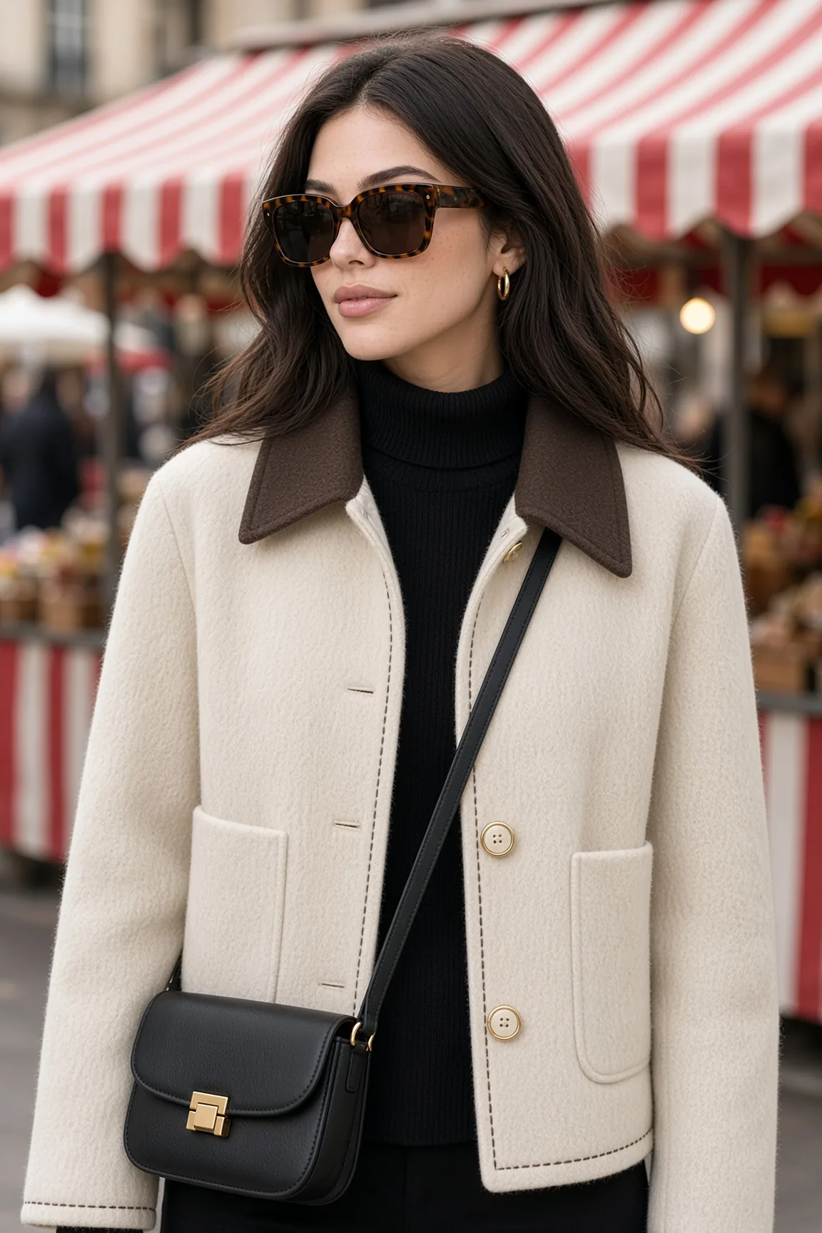 Jacket Cream Collar Market Street Crop