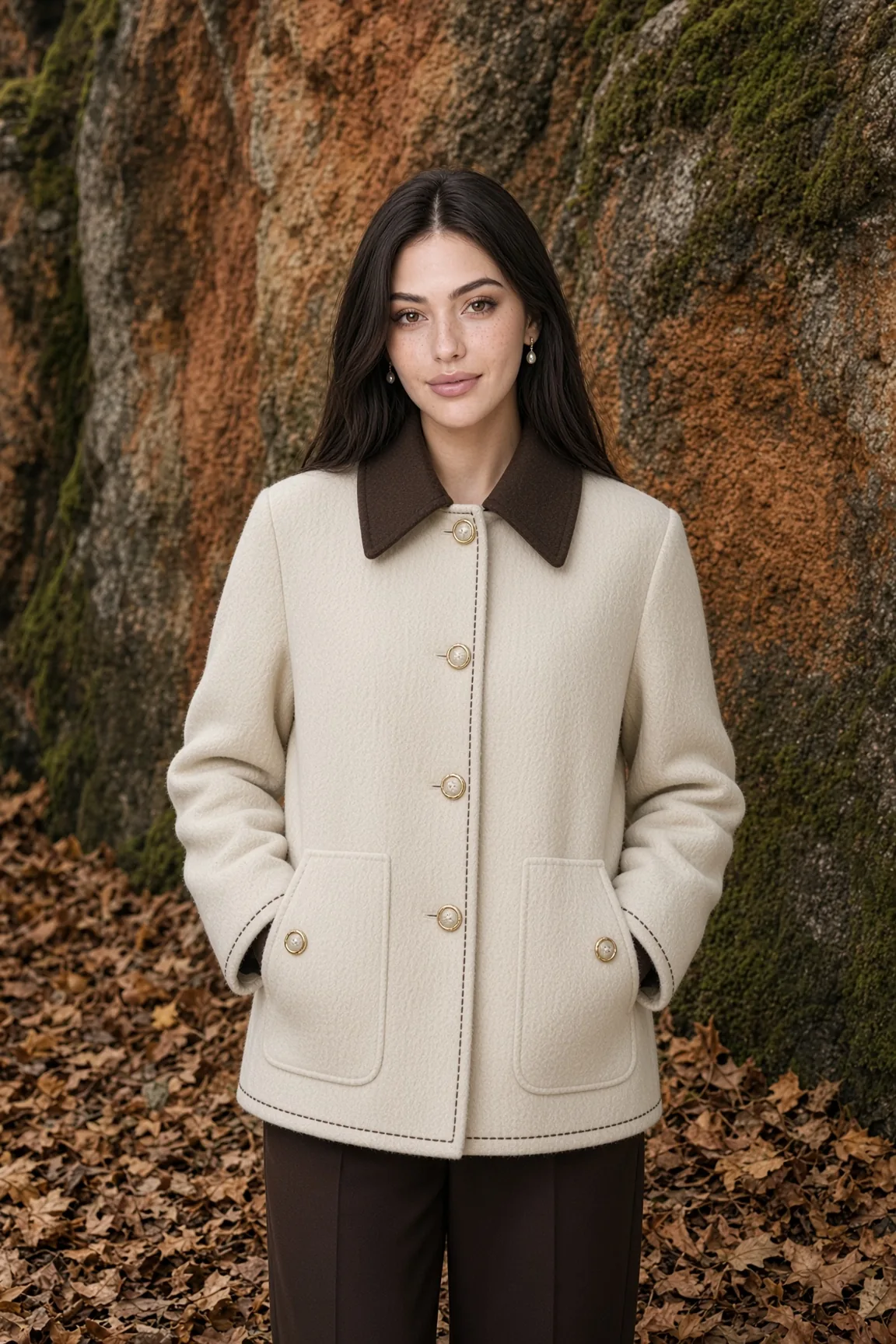 Jacket Cream Collar Rock Wall Editorial