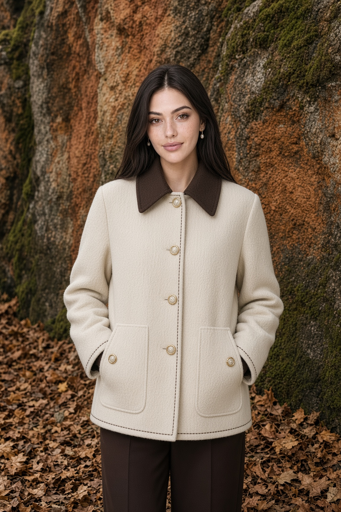 Jacket Cream Collar Rock Wall Editorial