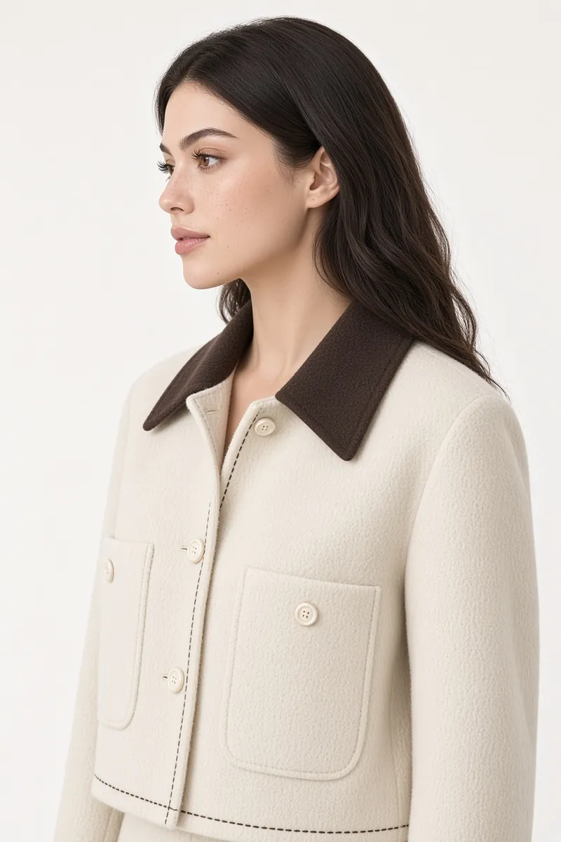 Jacket Cream Collar Studio Profile Closeup