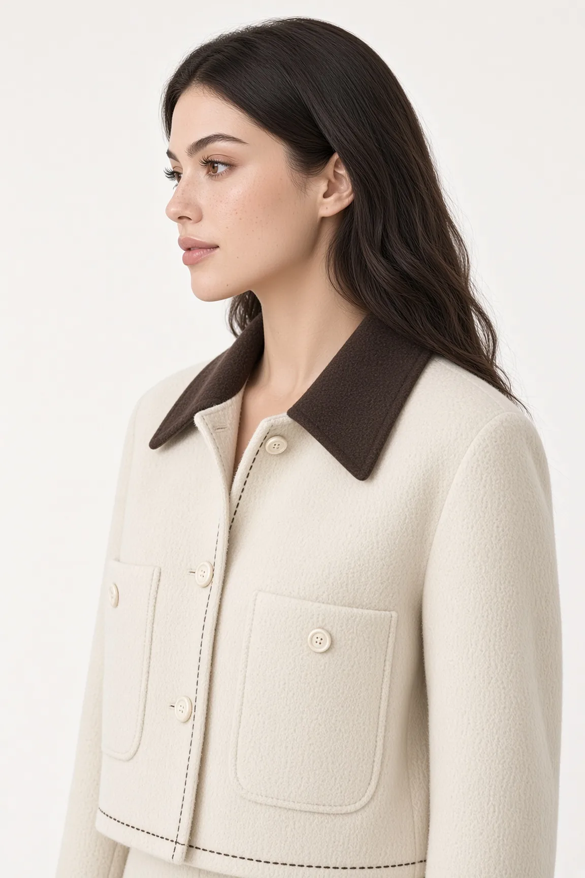 Jacket Cream Collar Studio Profile Closeup