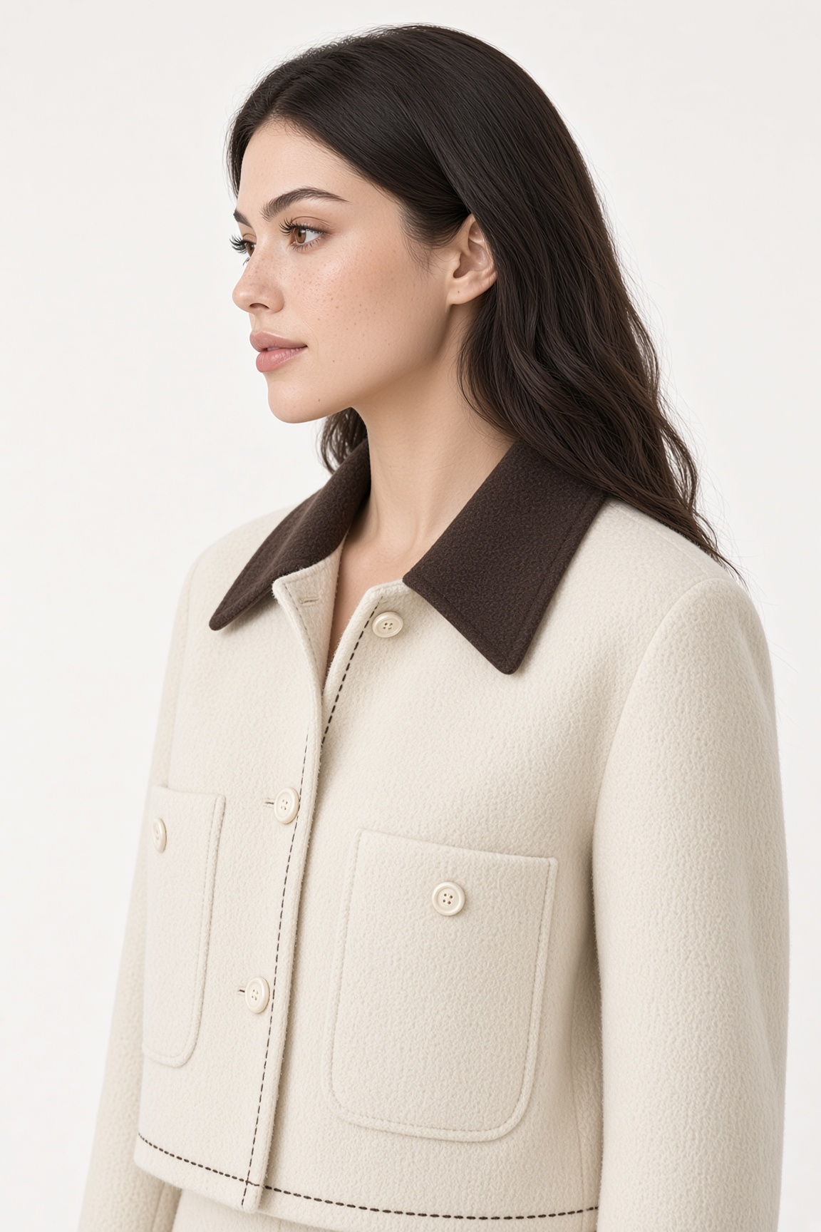 Jacket Cream Collar Studio Profile Closeup