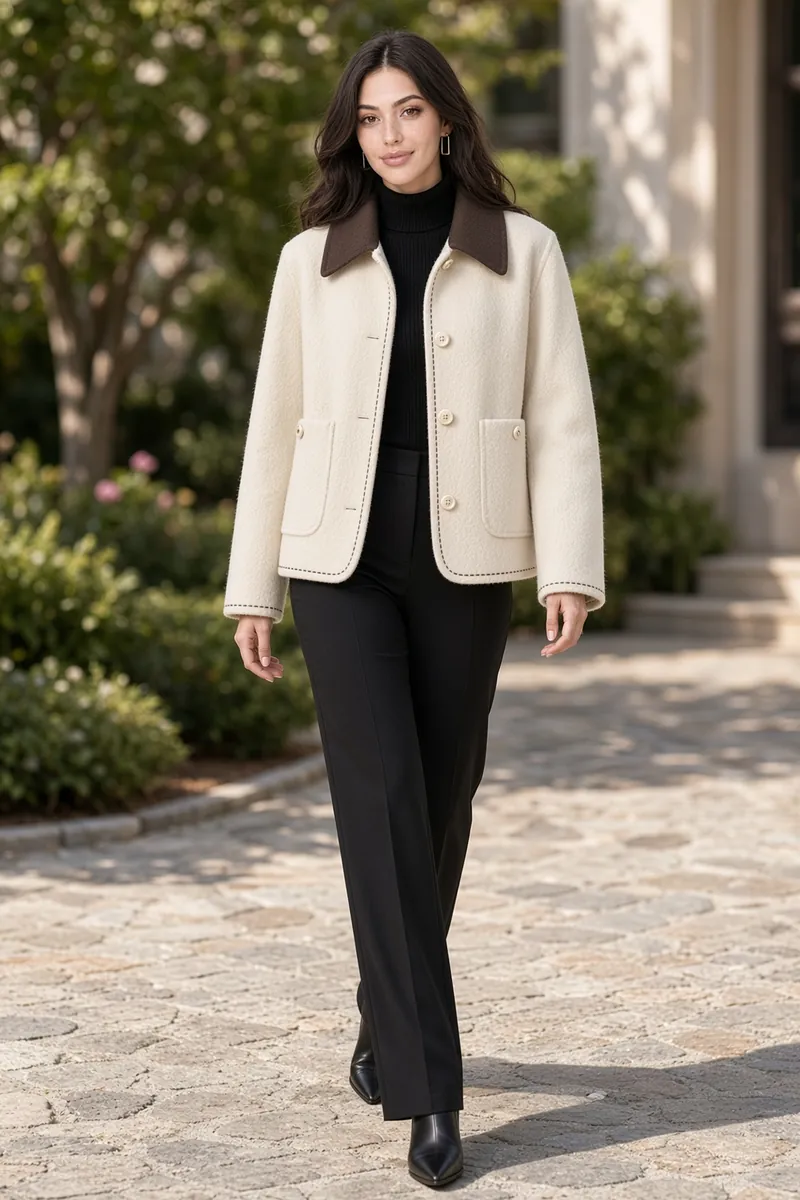 Jacket Cream Collar Sunny Outdoor Long Stride