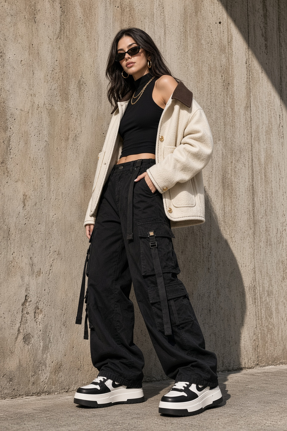 Jacket Cream Collar Urban Lookback Photoshoot