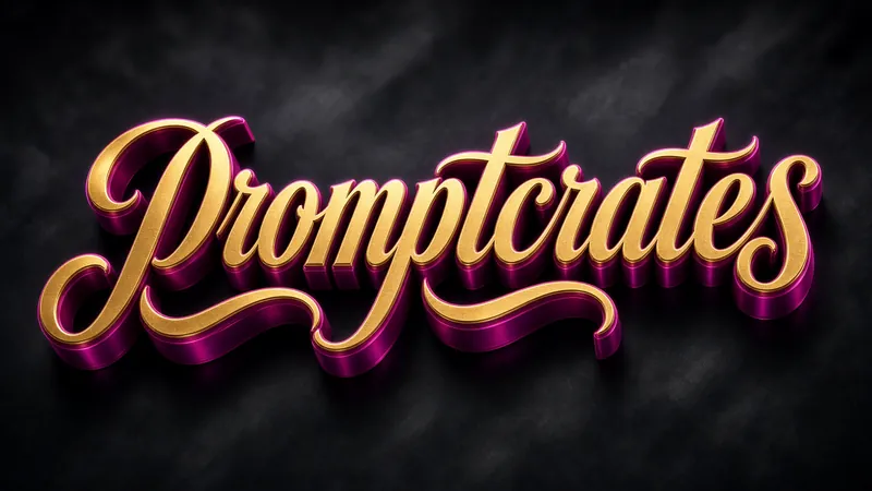 Logo Gold Magenta Chrome Script 3D Type