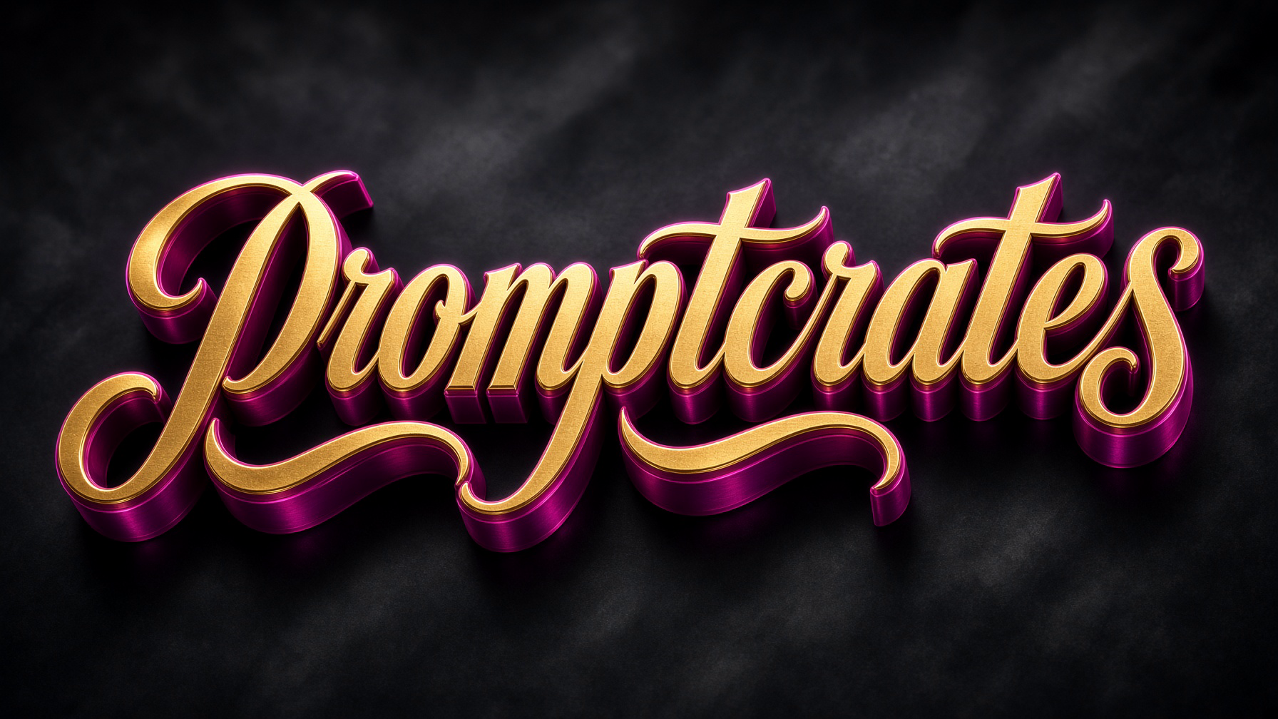 Logo Gold Magenta Chrome Script 3D Type