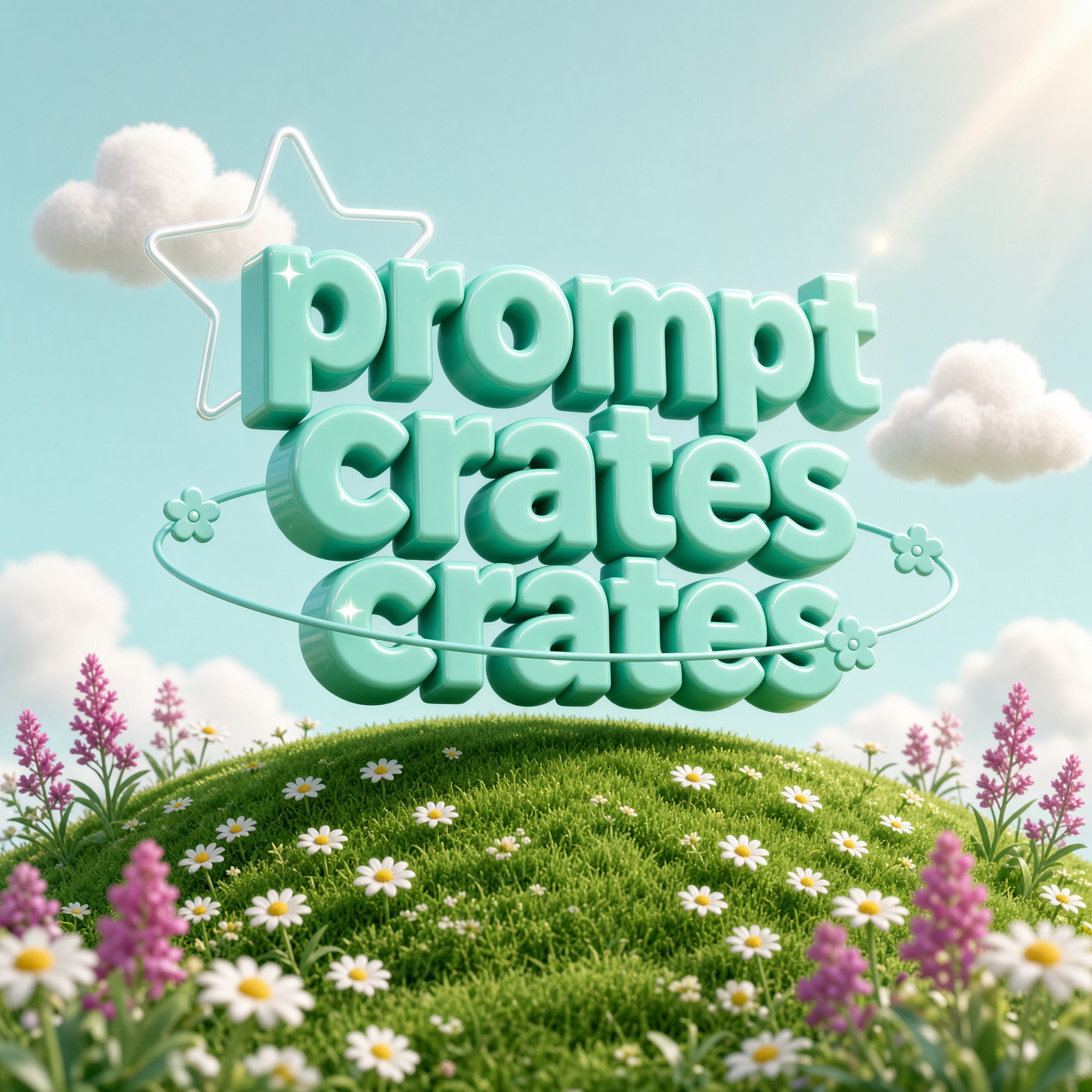Logo Mint Gloss Flower Hill 3D Type