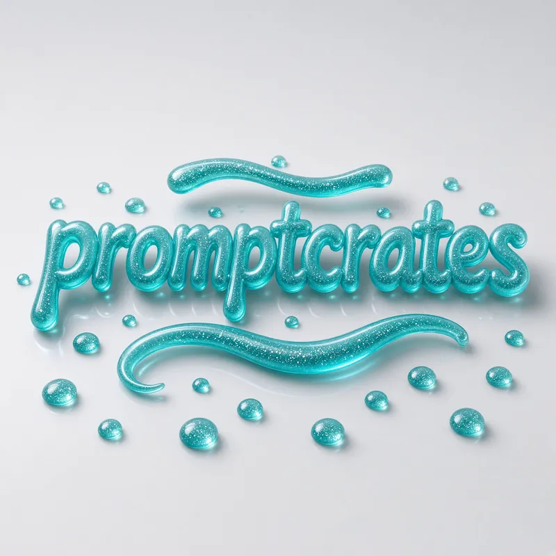 Logo Teal Glitter Gel Script 3D Type