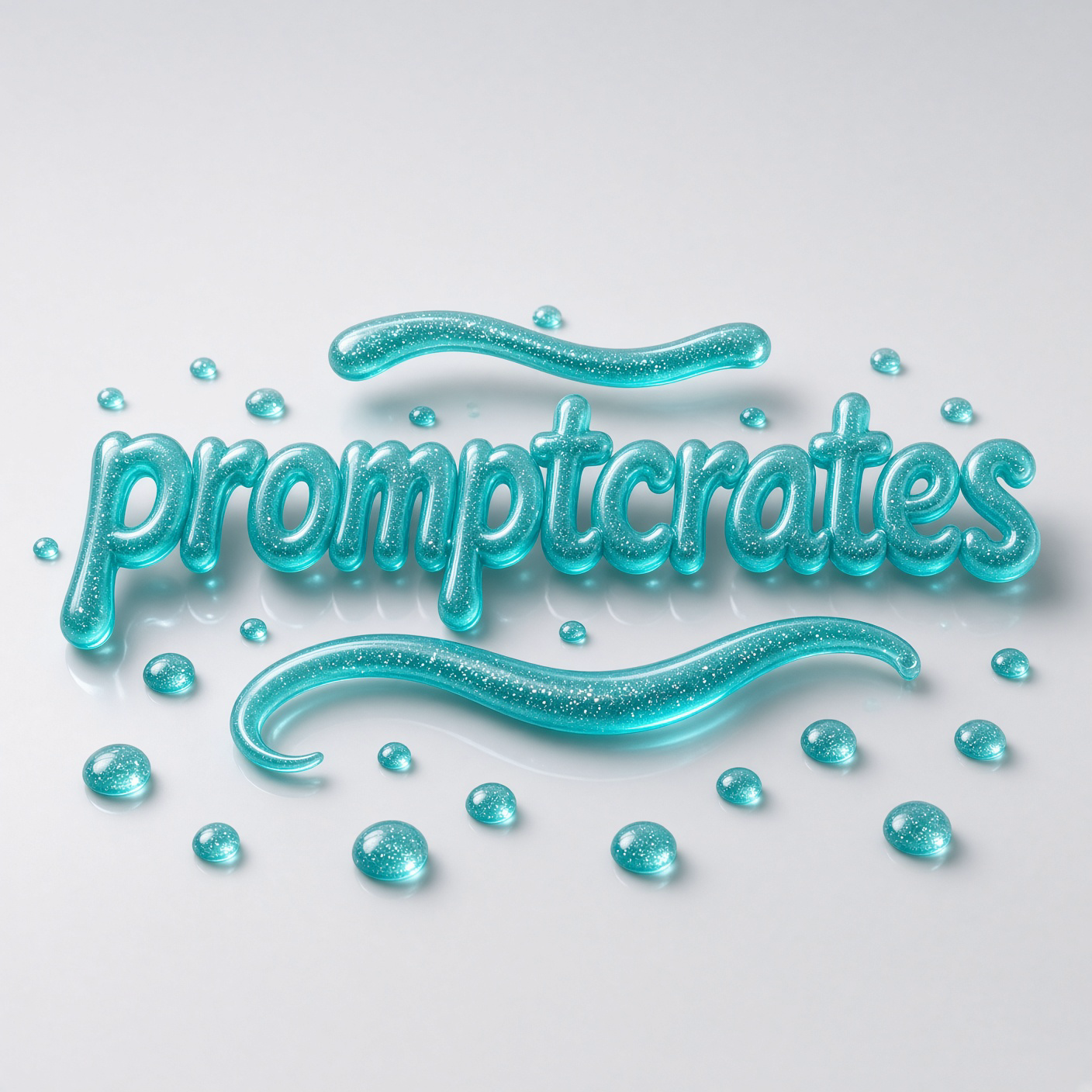 Logo Teal Glitter Gel Script 3D Type