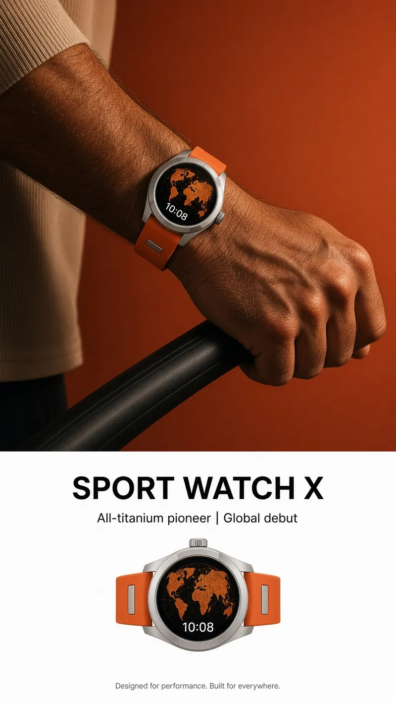 Orange Strap Smartwatch Wrist Lifestyle