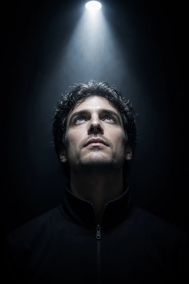 Overhead Spotlight Looking Up Portrait