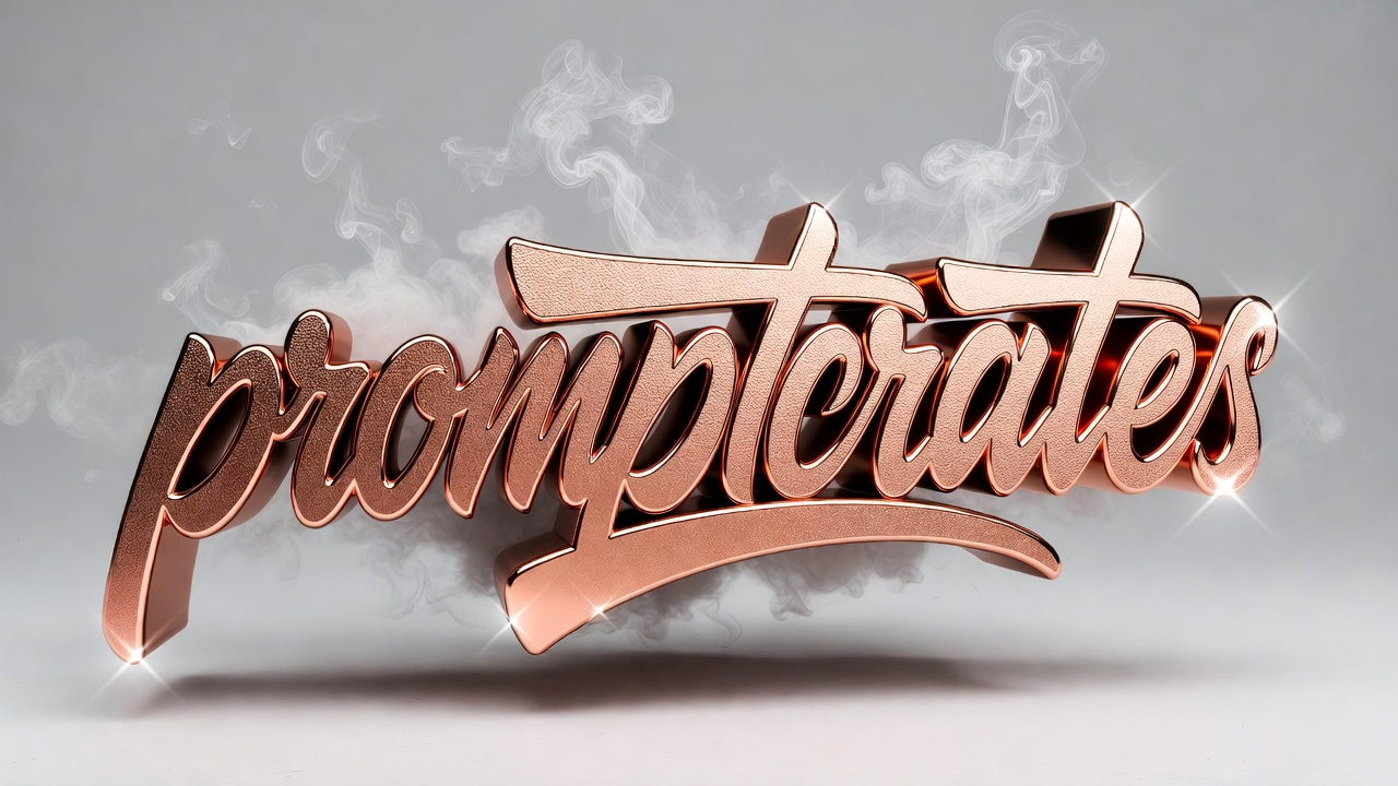 Logo Rose Gold Chrome Script 3D Type Studio