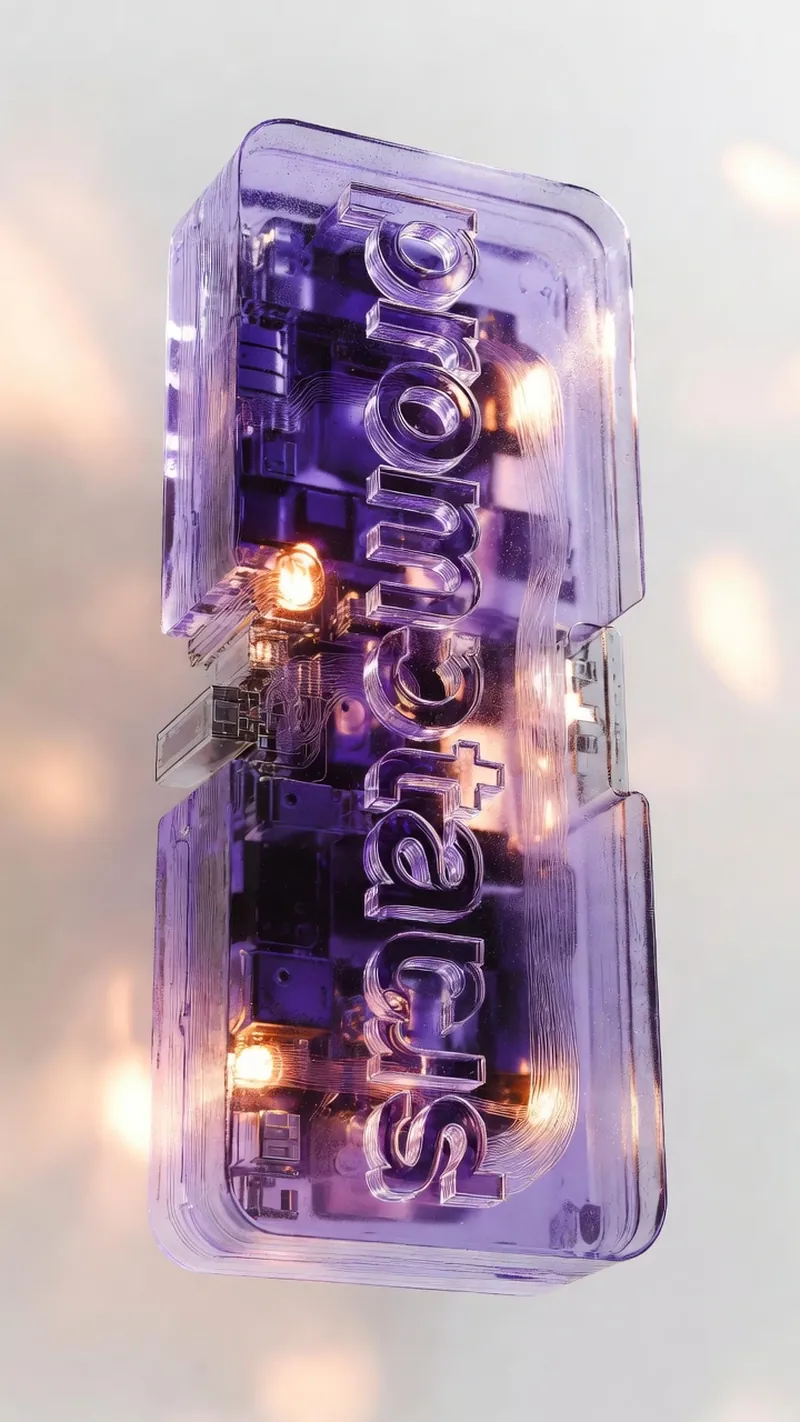 Logo Violet Amber Tech Shell 3D Type Void