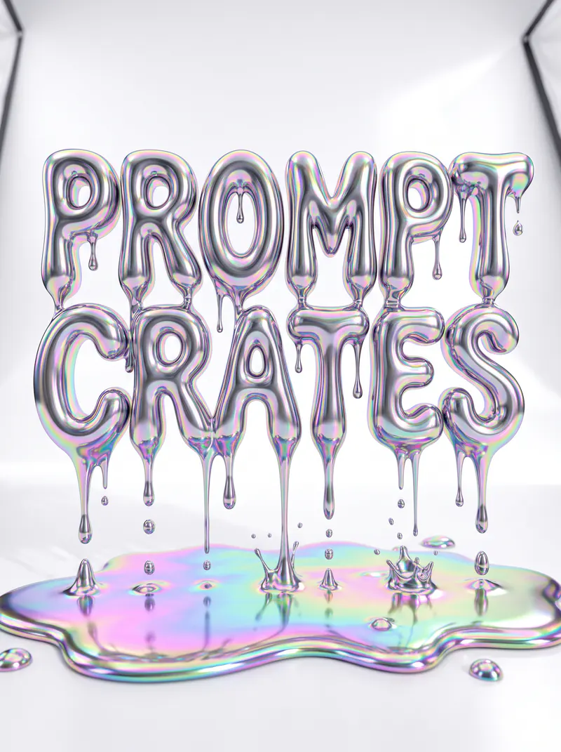Typography Melting Holographic 3D Text