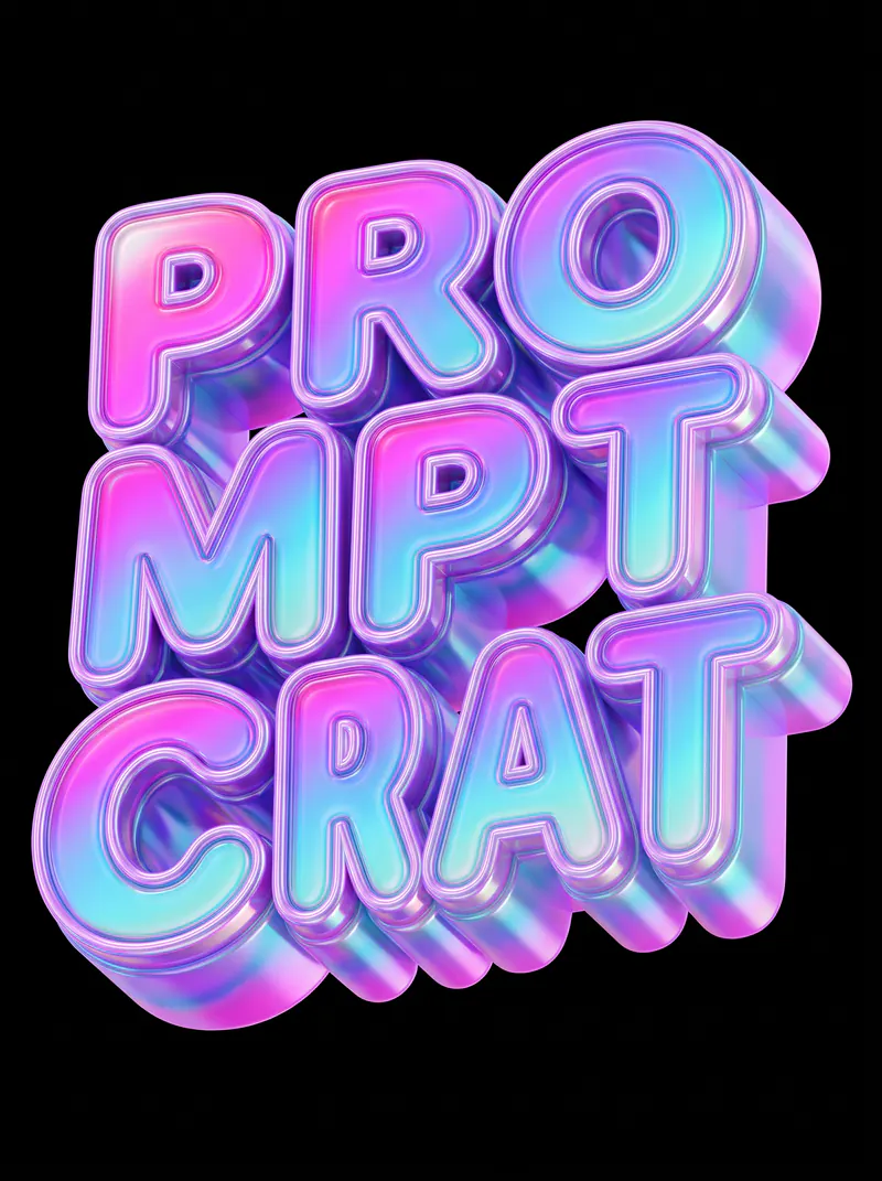 Typography Holographic 3D Glass Text Effect – Iridescent Pop