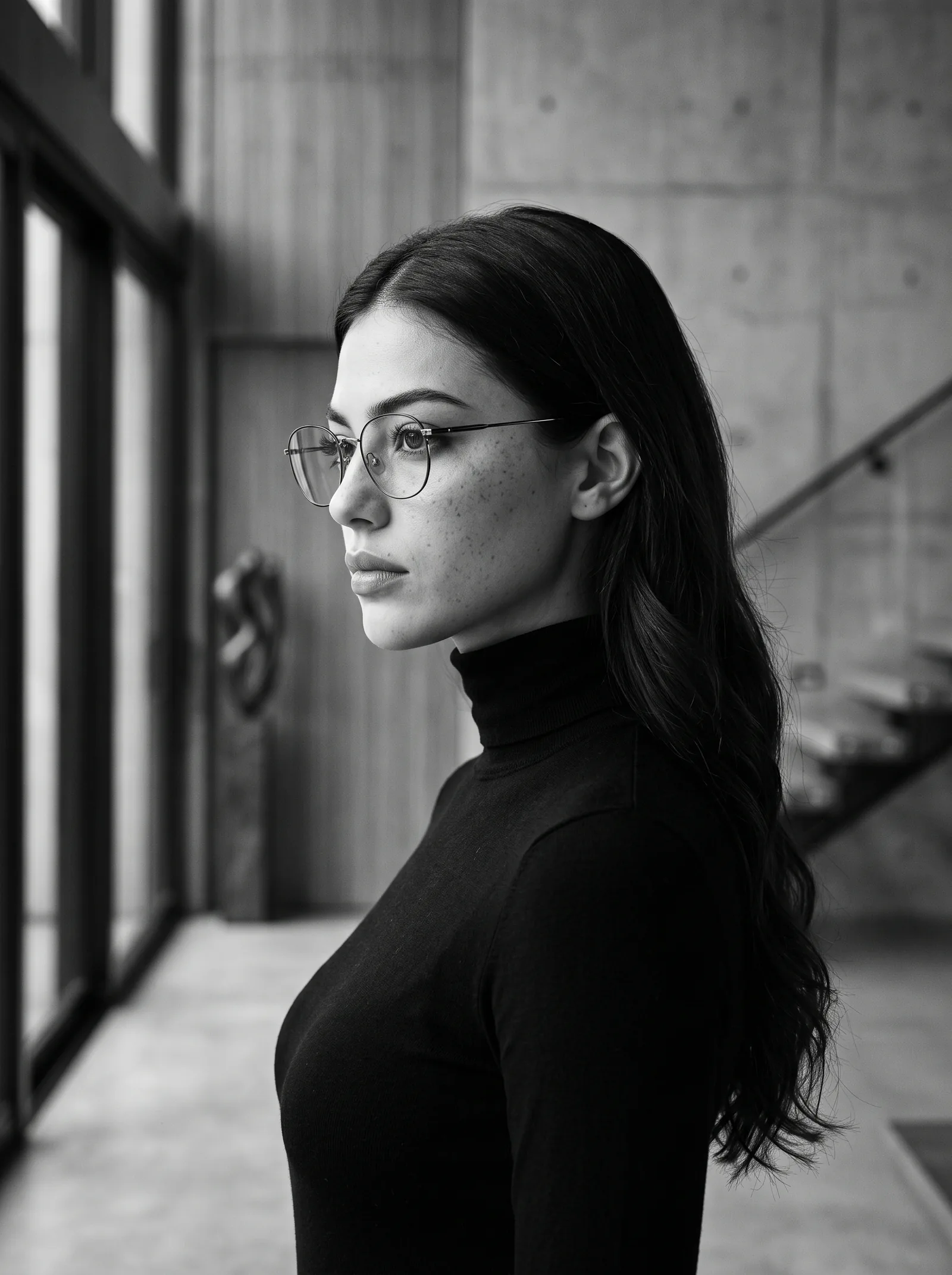 Women Formal Turtle Neck Black and White Photo - AI Image Prompt