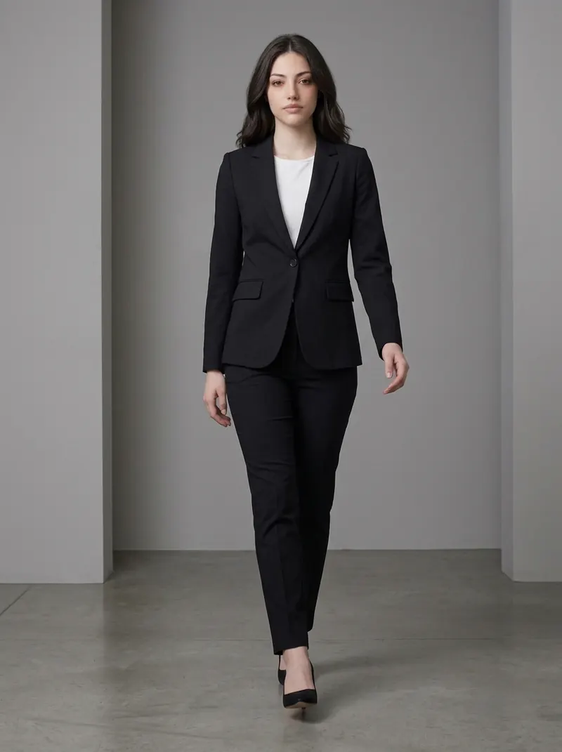Formal Women Walking Fashion Shot Portrait Studio - AI Prompt