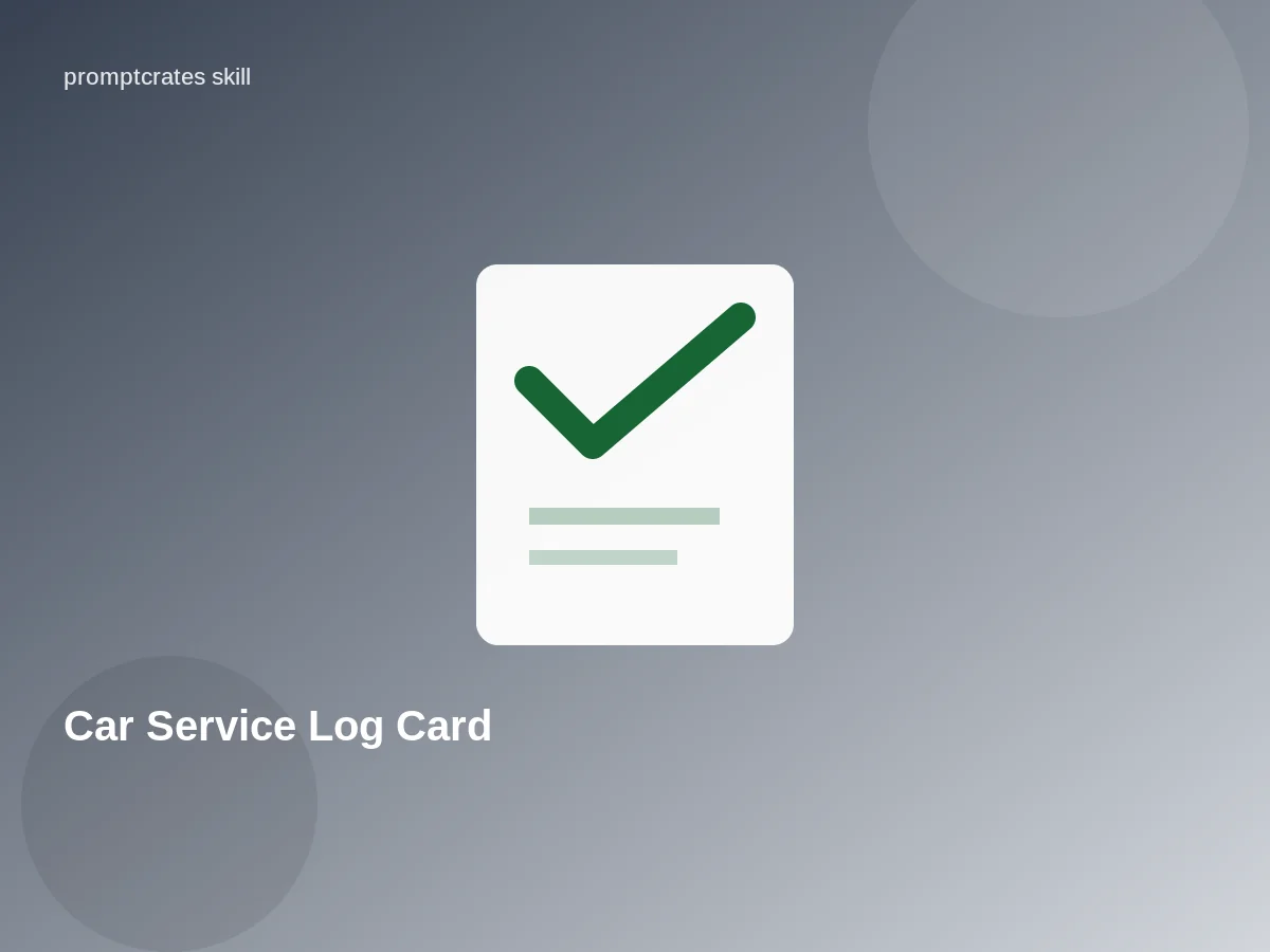 Car Service Log Card