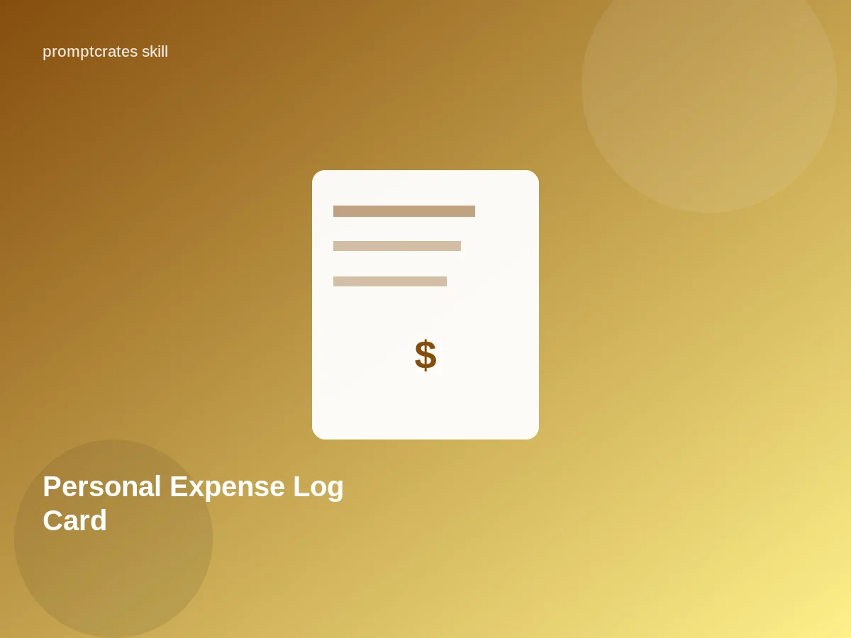 Personal Expense Log Card