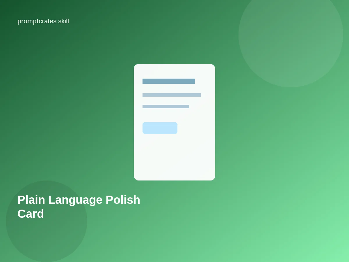 Plain Language Polish Card