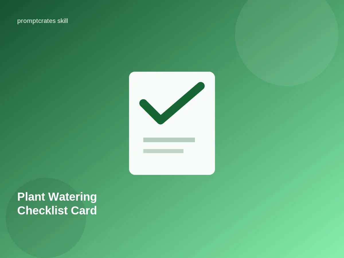 Plant Watering Checklist Card