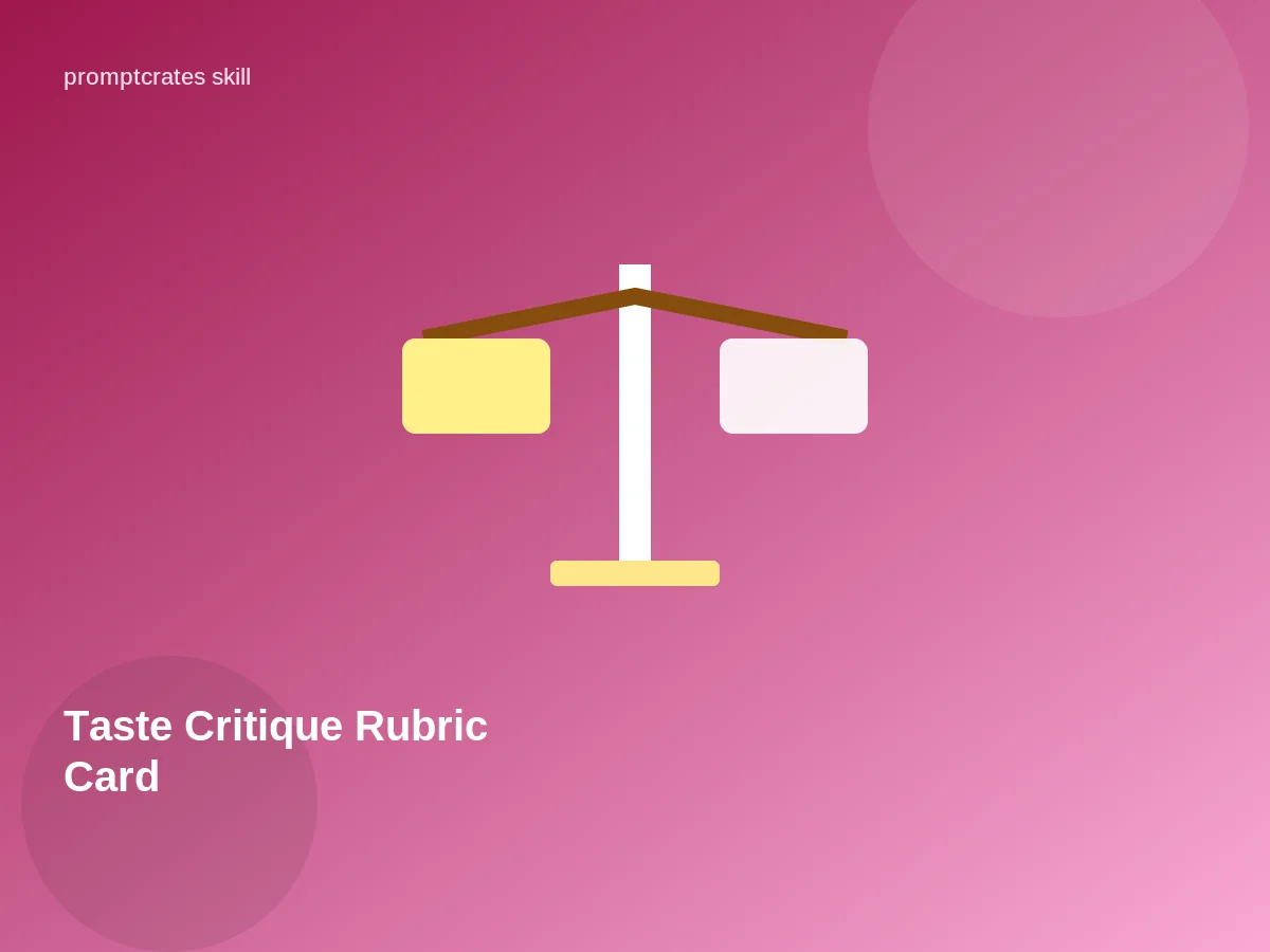 Taste Critique Rubric Card