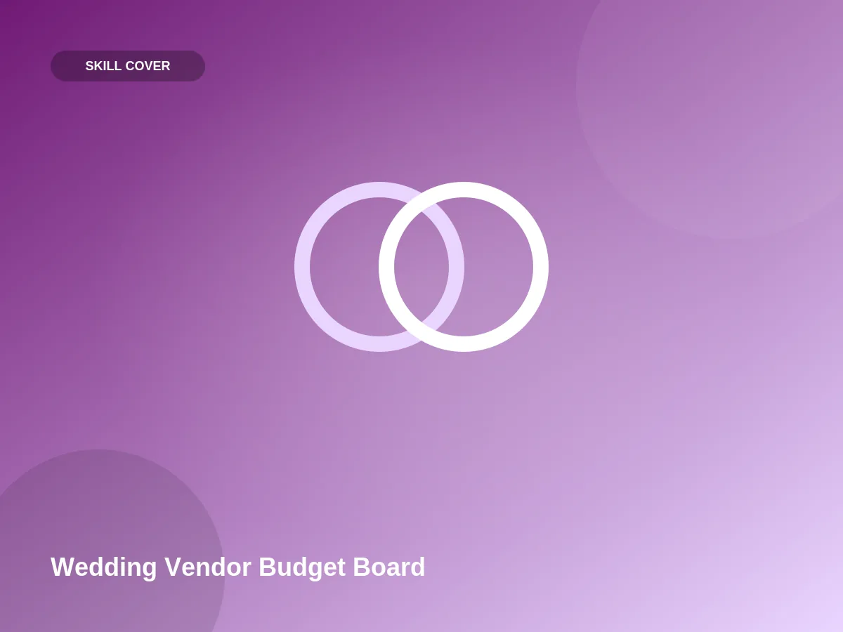 Wedding Vendor Budget Board