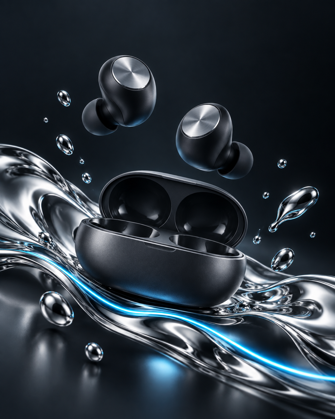 Chrome Liquid Earbuds Poster