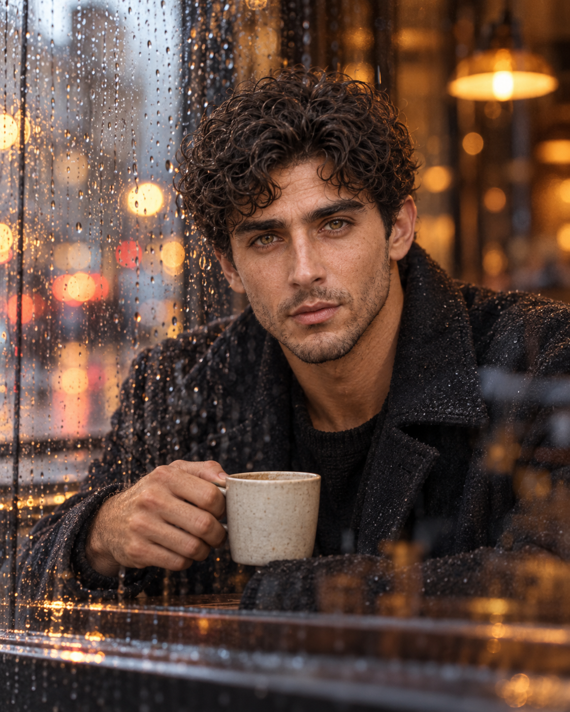 Rainy Cafe Window Identity Portrait