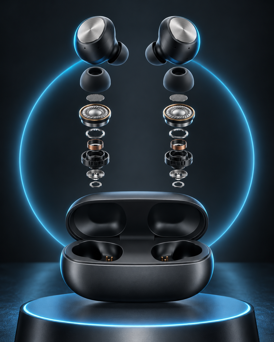 Exploded Earbuds Product Poster